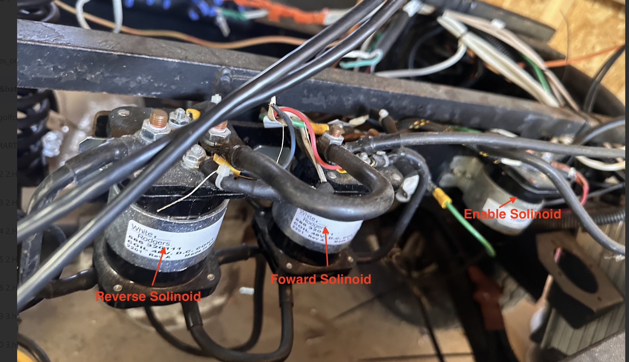 Solenoids for golf cart forward and reverse control